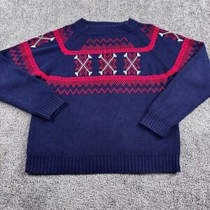 Vintage 70's JC‎ Penney Mock Neck Knit Ski Sweater Geometric Design Men's Medium